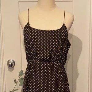 J.Crew spaghetti strap blk/tn polka dot silk dress